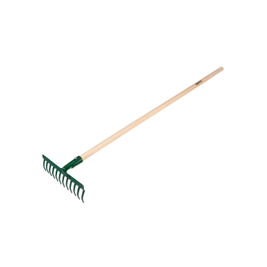 Universalus tiesus grėblys, 12 dantų, kniedėmis prikimšta galvutė, medinė rankena Universalus tiesus grėblys, 12 dantų, kniedėmis prikimšta galvutė, medinė rankena