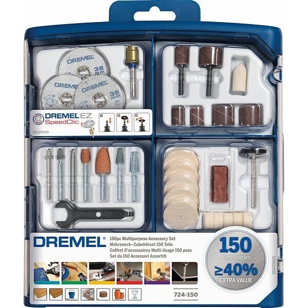 Universalių priedų rink. Dremel 724, 150 vnt., 2615S724JA Universalių priedų rink. Dremel 724, 150 vnt., 2615S724JA