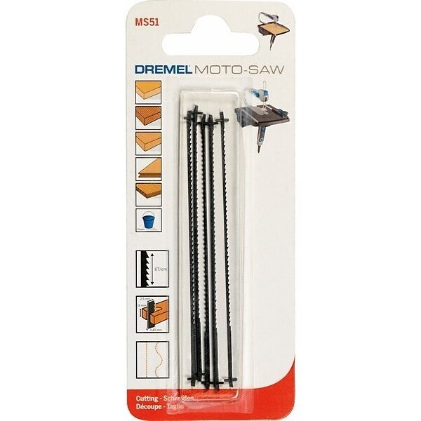 Universalūs pjūkl ašmenys medienai Dremel MS51, MotoSaw, 5vnt., 2615MS51JA Universalūs pjūkl ašmenys medienai Dremel MS51, MotoSaw, 5vnt., 2615MS51JA