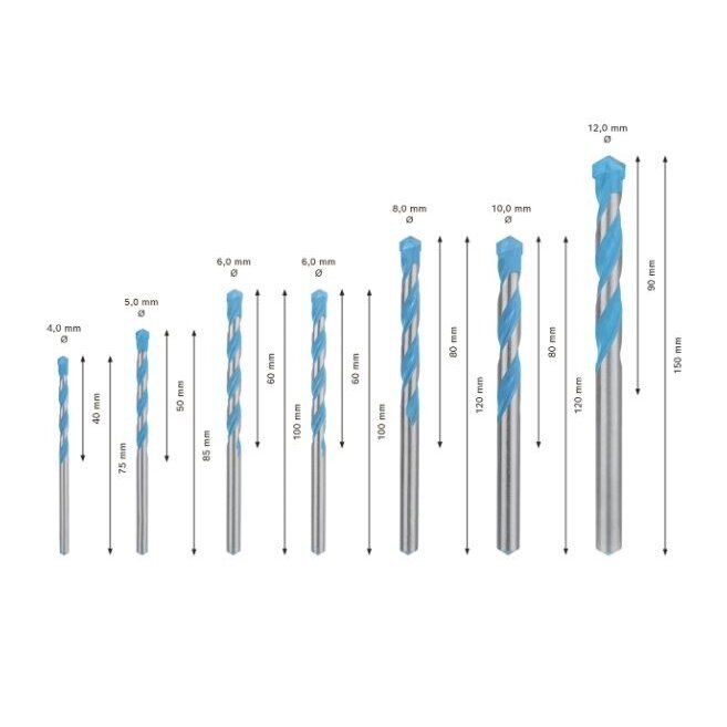 Universalus grąžtas Bosch, 4/5/6/6/8/10/12 mm, 2608900647 1