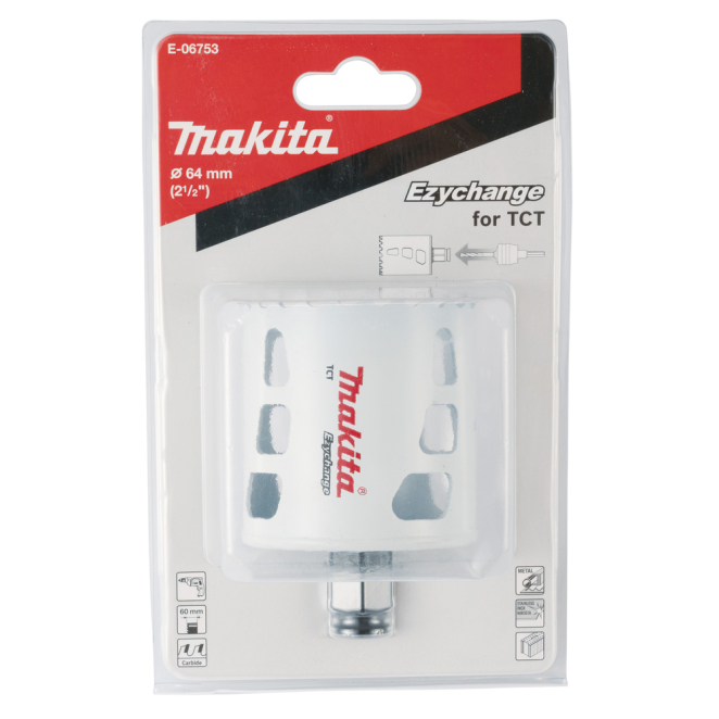 Universali gręžimo karūna Makita E-06753, EZYCHANGE TCT, 64mm 2