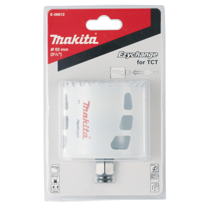 Universali gręžimo karūna Makita E-06812, EZYCHANGE TCT, 83mm 2 Universali gręžimo karūna Makita E-06812, EZYCHANGE TCT, 83mm 2