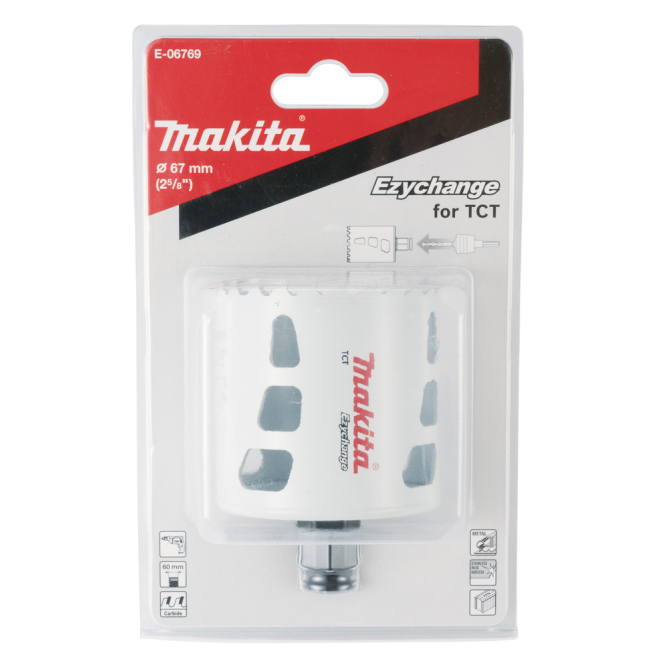 Universali gręžimo karūna Makita E-06769, EZYCHANGE TCT, 67mm 2 Universali gręžimo karūna Makita E-06769, EZYCHANGE TCT, 67mm 2