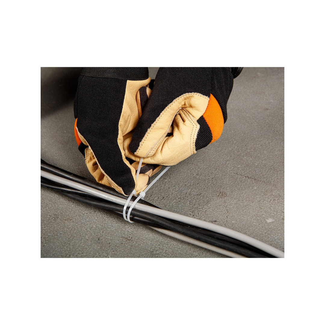 Užveržimo dirželiai 2,5mmx200mm, 100vnt. Balti 2