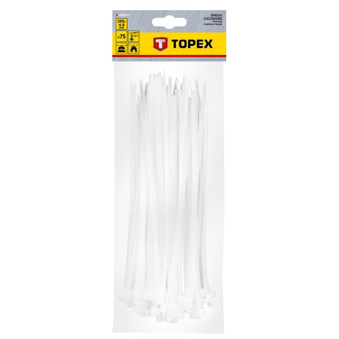 Užveržimo dirželiai 4,8mmx200mm, 75vnt. Balti 1 Užveržimo dirželiai 4,8mmx200mm, 75vnt. Balti 1