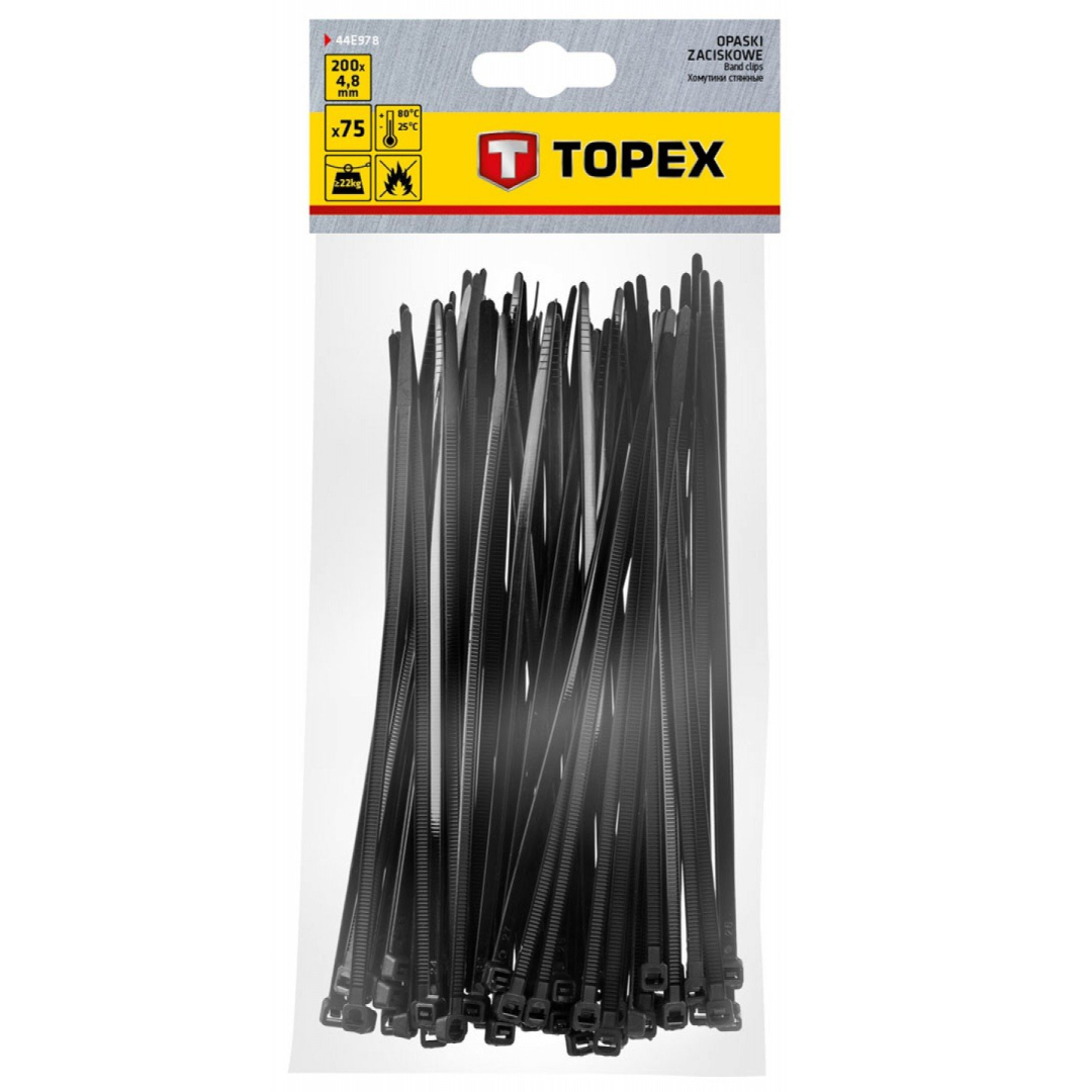 Užveržimo dirželiai 4,8mmx200mm, 75vnt. Juodi 1 Užveržimo dirželiai 4,8mmx200mm, 75vnt. Juodi 1