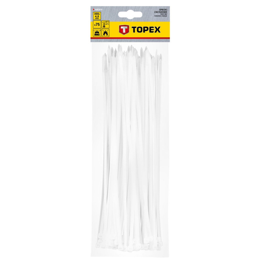 Užveržimo dirželiai 4,8mmx300mm, 75vnt. Balti 1 Užveržimo dirželiai 4,8mmx300mm, 75vnt. Balti 1