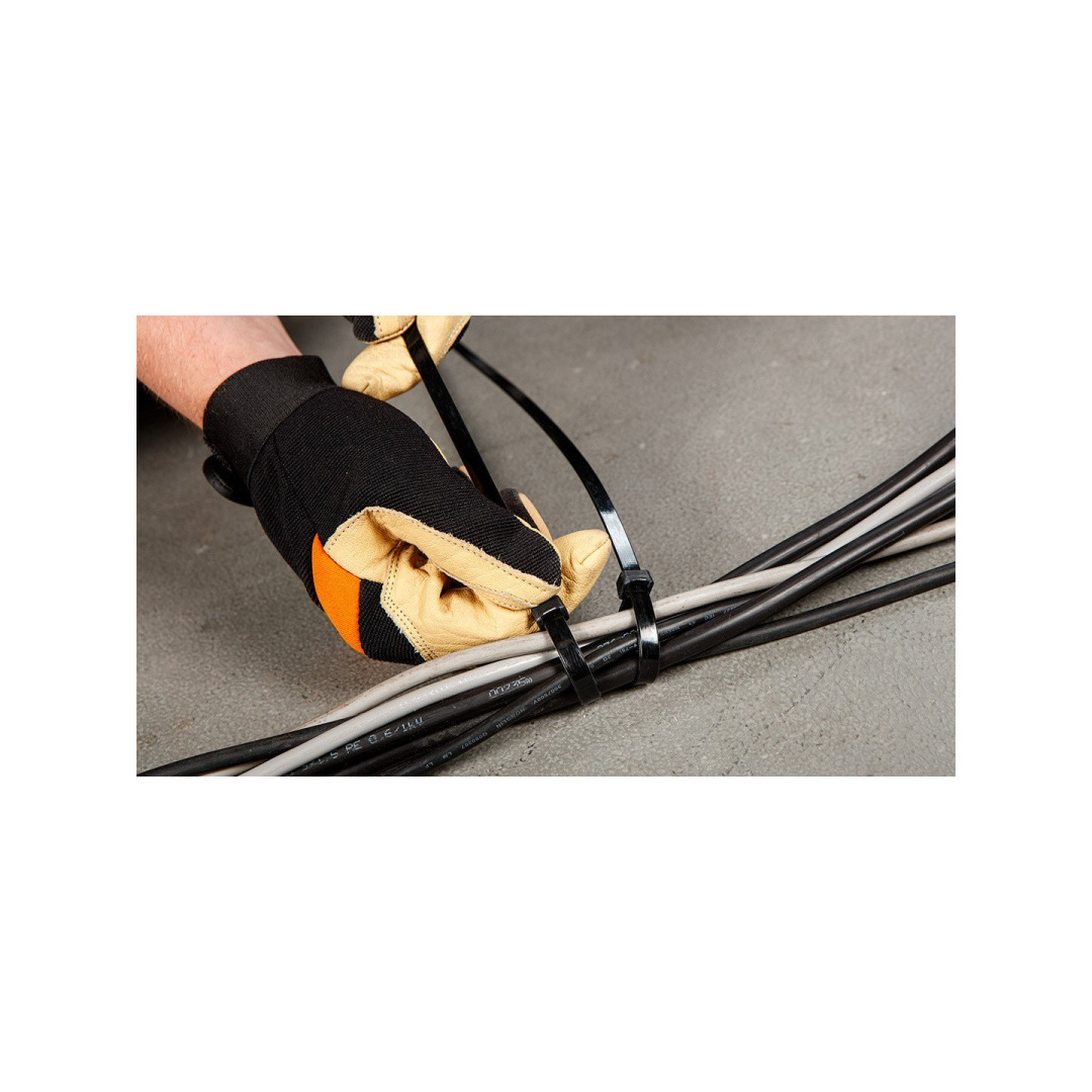 Užveržimo dirželiai 7,6mmx500mm, 75vnt. Juodi 2