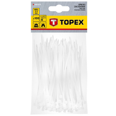 Užveržimo dirželiai 2,5mmx100mm, 100vnt. Balti 2 Užveržimo dirželiai 2,5mmx100mm, 100vnt. Balti 2