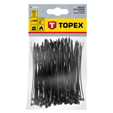 Užveržimo dirželiai 2,5mmx100mm, 100vnt. Juodi 1 Užveržimo dirželiai 2,5mmx100mm, 100vnt. Juodi 1