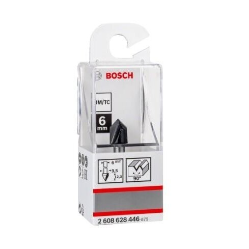"V" formos freza Bosch, 6/9,5/12,35/45 mm, 90°, 2608628446 1 "V" formos freza Bosch, 6/9,5/12,35/45 mm, 90°, 2608628446 1