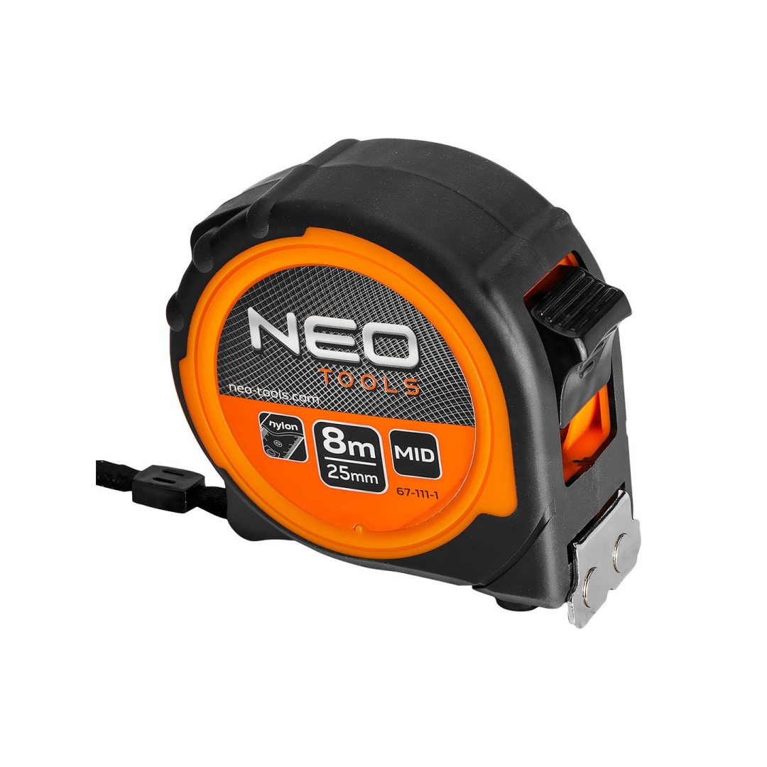 Valcuoto plieno juostos matas 8 m x 25 mm, magnetas 6 Valcuoto plieno juostos matas 8 m x 25 mm, magnetas 6