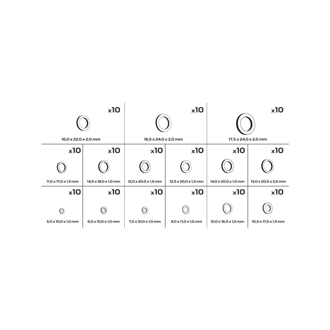 Varinės tarpinės, 150 vnt. rinkinys 5