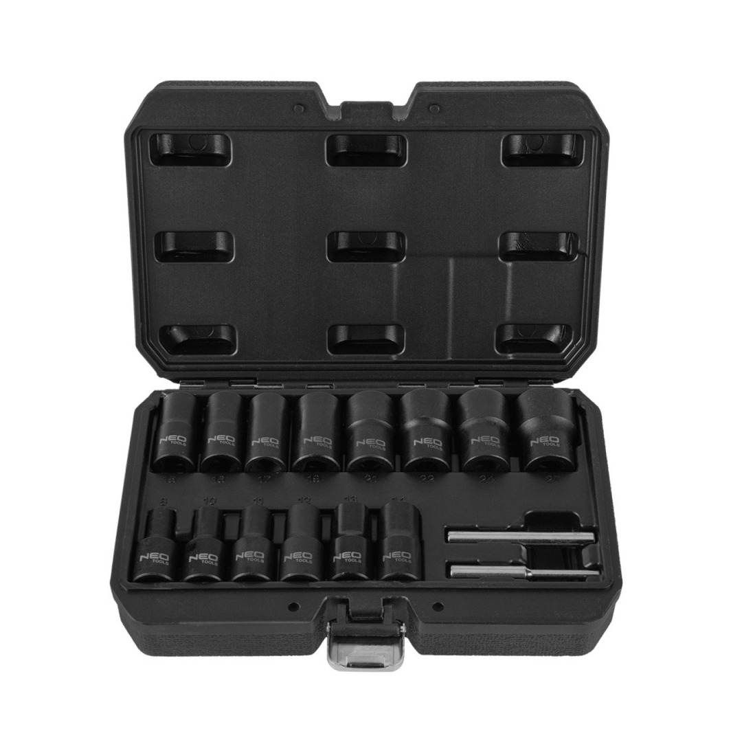 Varžtų ištraukimo lizdas, 1/2", 16 vnt. rinkinys 1 Varžtų ištraukimo lizdas, 1/2", 16 vnt. rinkinys 1