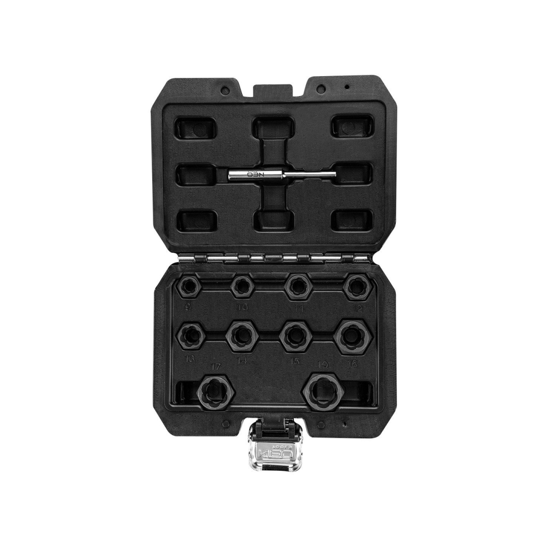 Varžtų ištraukimo lizdas (negilus), 11 vnt. rinkinys Varžtų ištraukimo lizdas (negilus), 11 vnt. rinkinys