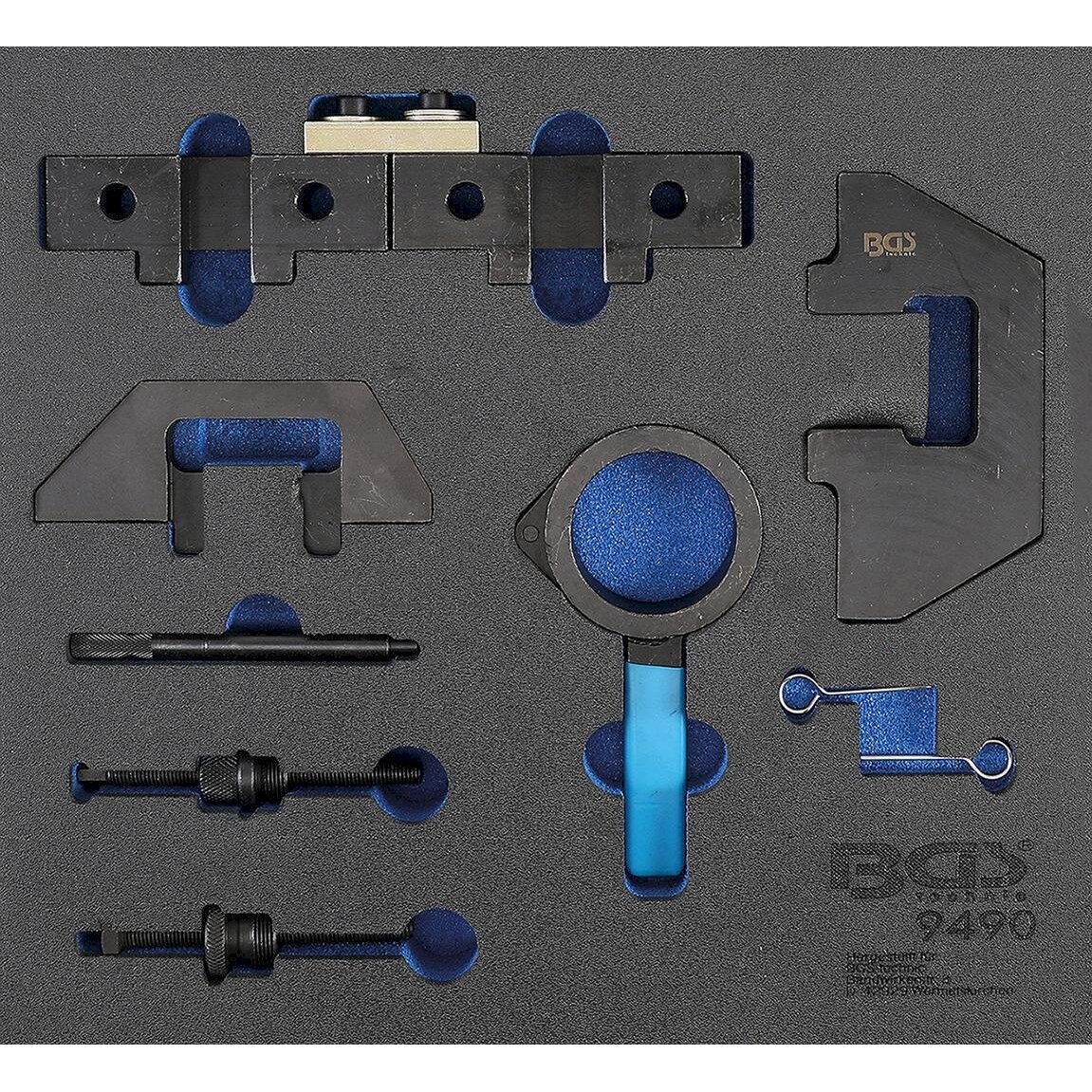 Variklio fiksavimo įrankių rinkinys | 2/3 įrankių dėklas | BMW M42, M43, M50, M52, M60, M51 (9490)