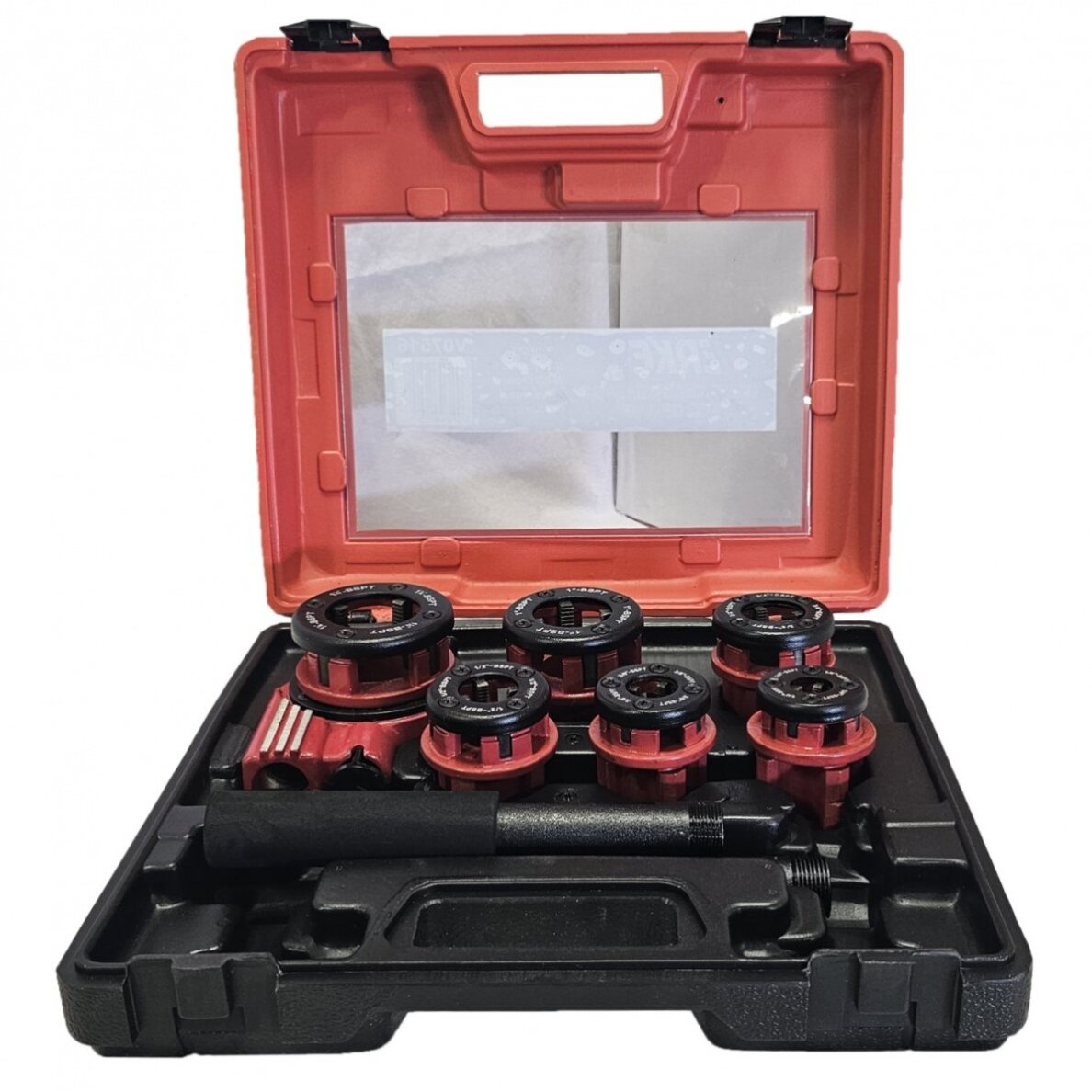 Vamzdžių sriegimo komplektas | profi | su terkšle | 6 vnt. (EQ-7516) Vamzdžių sriegimo komplektas | profi | su terkšle | 6 vnt. (EQ-7516)