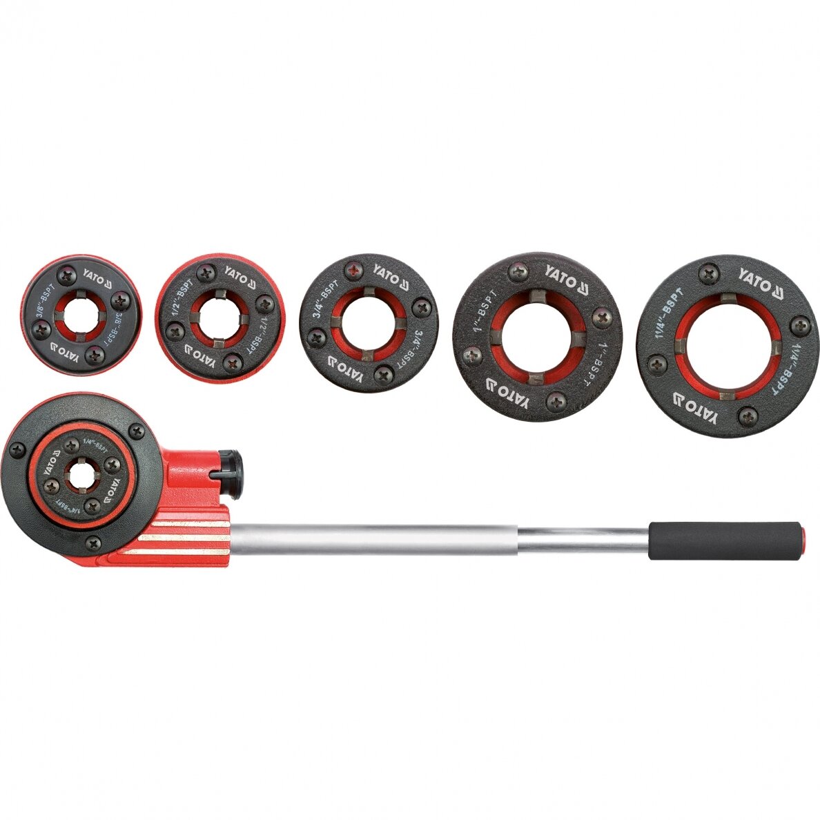 Vamzdžių sriegimo komplektas | su terkšle | 6 vnt. (YT-2900) 1 Vamzdžių sriegimo komplektas | su terkšle | 6 vnt. (YT-2900) 1