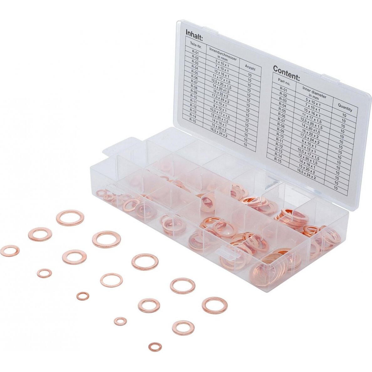 Varinių tarpinių rinkinys | 150 vnt (8052) Varinių tarpinių rinkinys | 150 vnt (8052)