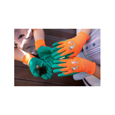 Vaikiškos darbinės pirštinės, poliesteris su latekso apvalkalu, 3 dydis 6