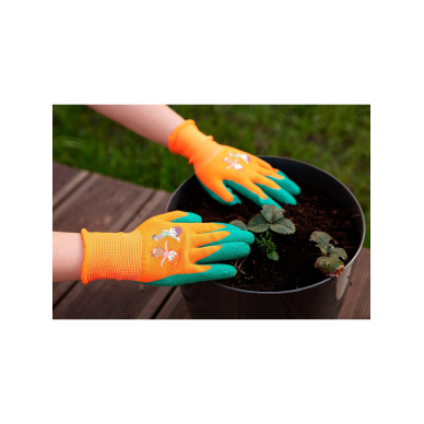 Vaikiškos darbinės pirštinės, poliesteris su latekso apvalkalu, 4 dydis 3 Vaikiškos darbinės pirštinės, poliesteris su latekso apvalkalu, 4 dydis 3