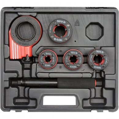 Vamzdžių sriegimo komplektas | su terkšle | 4 vnt. (YT-29001) 1 Vamzdžių sriegimo komplektas | su terkšle | 4 vnt. (YT-29001) 1