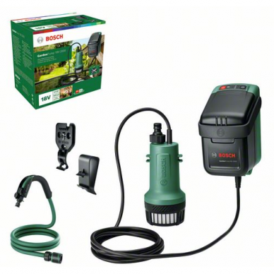 Vandens siurblys Bosch GardenPump 18V-2000, 18 V, (be akum. ir krov.) Vandens siurblys Bosch GardenPump 18V-2000, 18 V, (be akum. ir krov.)