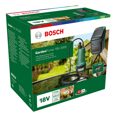 Vandens siurblys Bosch GardenPump 18V-2000, 1x2,5Ah 2