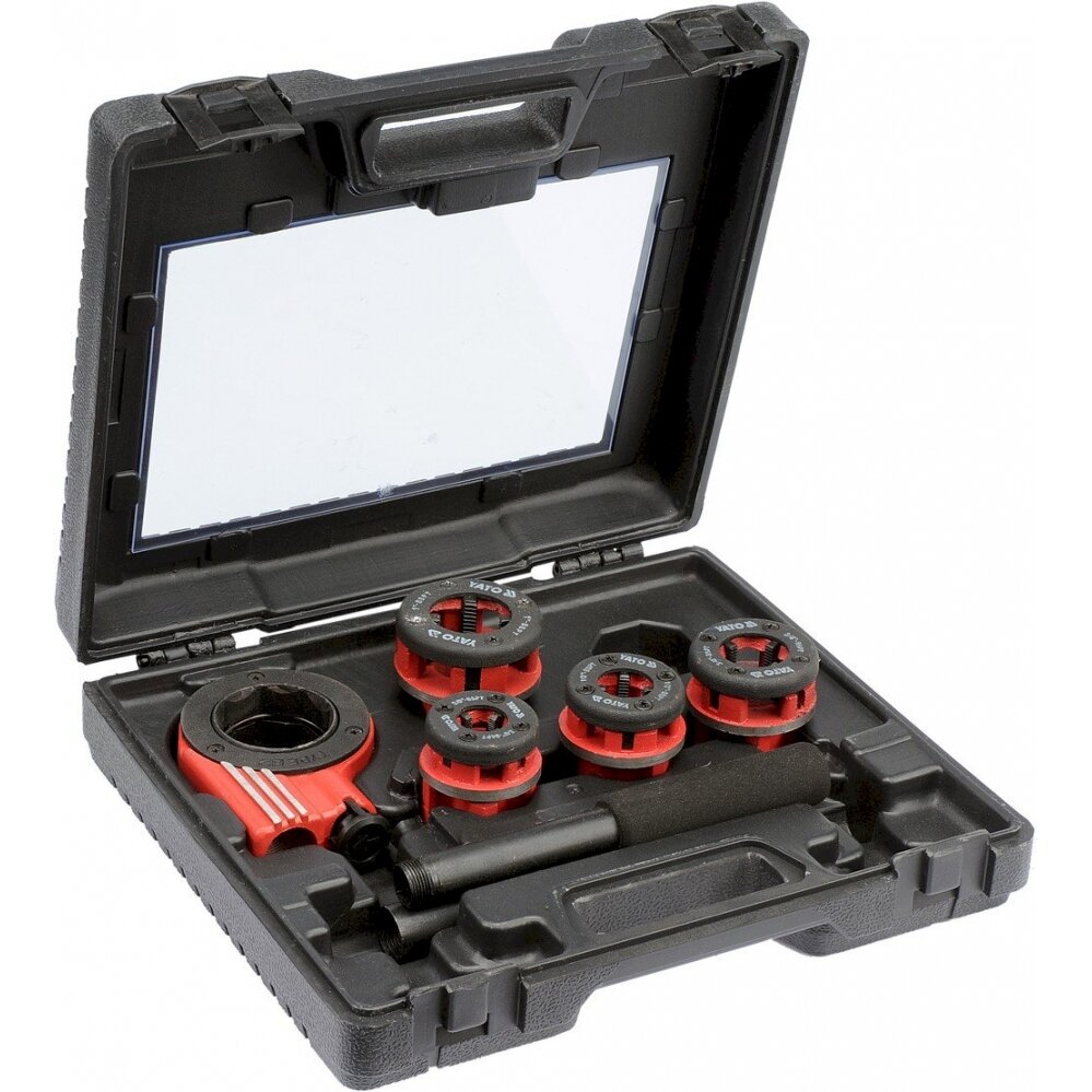 Vamzdžių sriegimo komplektas | su terkšle | 4 vnt. (YT-29001) Vamzdžių sriegimo komplektas | su terkšle | 4 vnt. (YT-29001)