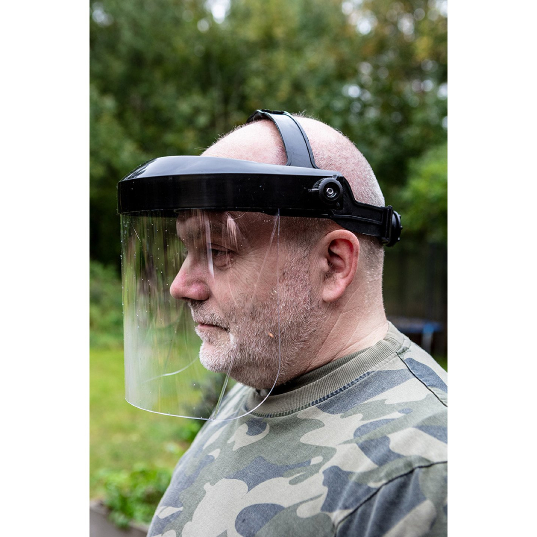 Veido skydelis, 1 mm storio (keičiamas apsauginis stiklas) 3 Veido skydelis, 1 mm storio (keičiamas apsauginis stiklas) 3