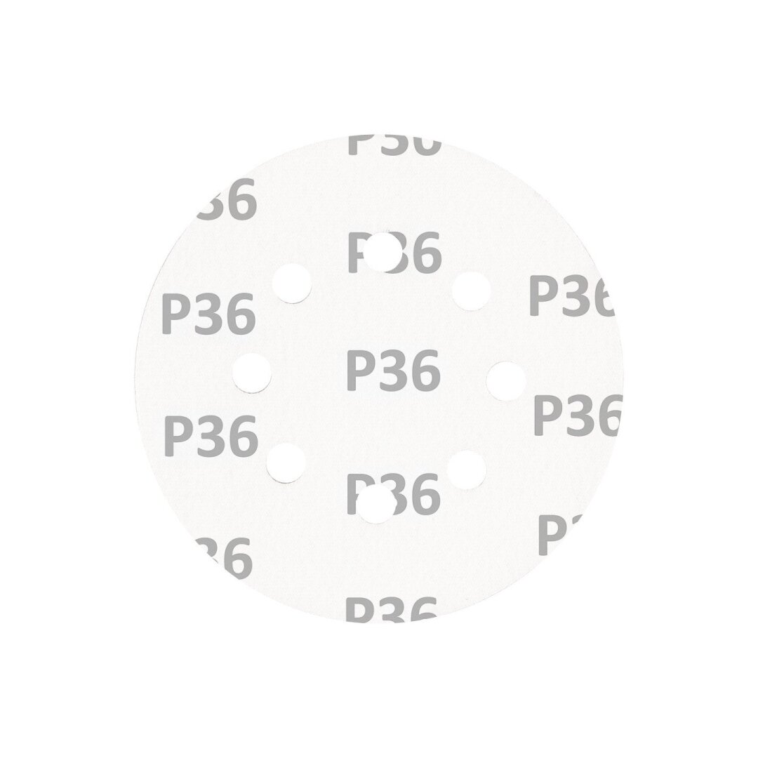 „Velcro“ šlifavimo diskai 125 mm, p36, 5 vnt, su 8 skylėmis 4