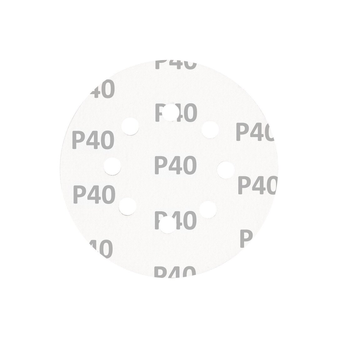 „Velcro“ šlifavimo diskai 125 mm, P40, 5 vnt, su 8 skylėmis 4 „Velcro“ šlifavimo diskai 125 mm, P40, 5 vnt, su 8 skylėmis 4