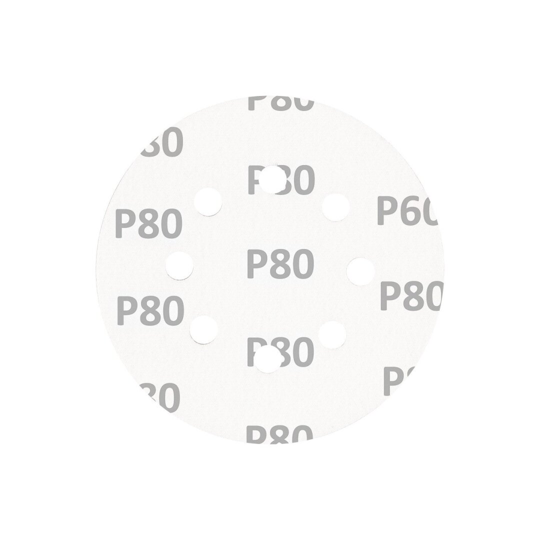 „Velcro“ šlifavimo diskai 125 mm, p80, 5 vnt, su 8 skylėmis 4