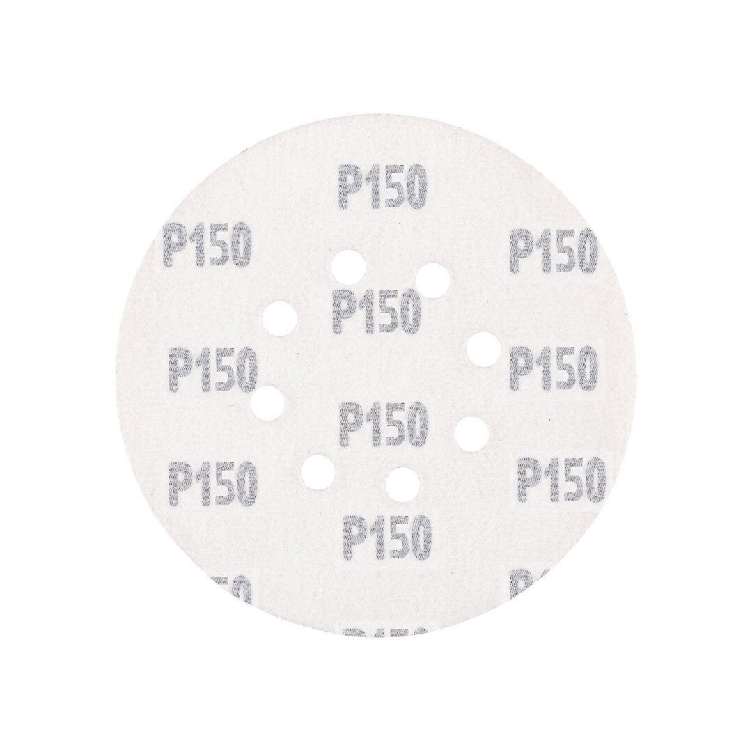 „Velcro“ šlifavimo diskai 150 mm, P150, 5 vnt, su 8 skylėmis 3 „Velcro“ šlifavimo diskai 150 mm, P150, 5 vnt, su 8 skylėmis 3