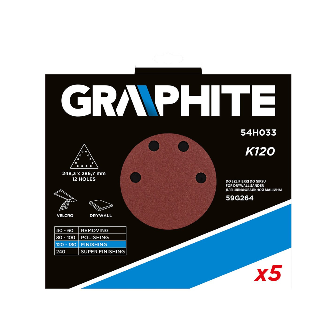 Velcro šlifavimo popierius K120, trikampis su 12 skylių, 5vnt šlifuokliui 59G264 1 Velcro šlifavimo popierius K120, trikampis su 12 skylių, 5vnt šlifuokliui 59G264 1