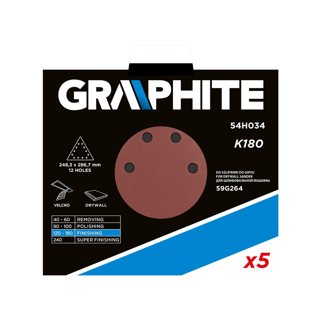 Velcro šlifavimo popierius K180, trikampis su 12 skylių, 5vnt šlifuokliui 59G264 1 Velcro šlifavimo popierius K180, trikampis su 12 skylių, 5vnt šlifuokliui 59G264 1