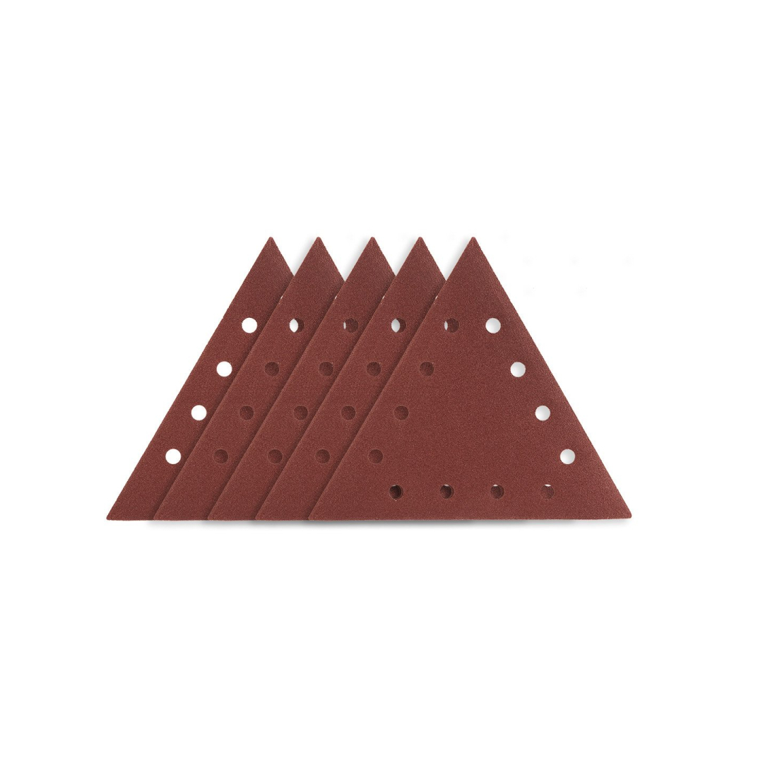 Velcro šlifavimo popierius K80, trikampis su 12 skylių, 5vnt šlifuokliui 59G264 Velcro šlifavimo popierius K80, trikampis su 12 skylių, 5vnt šlifuokliui 59G264