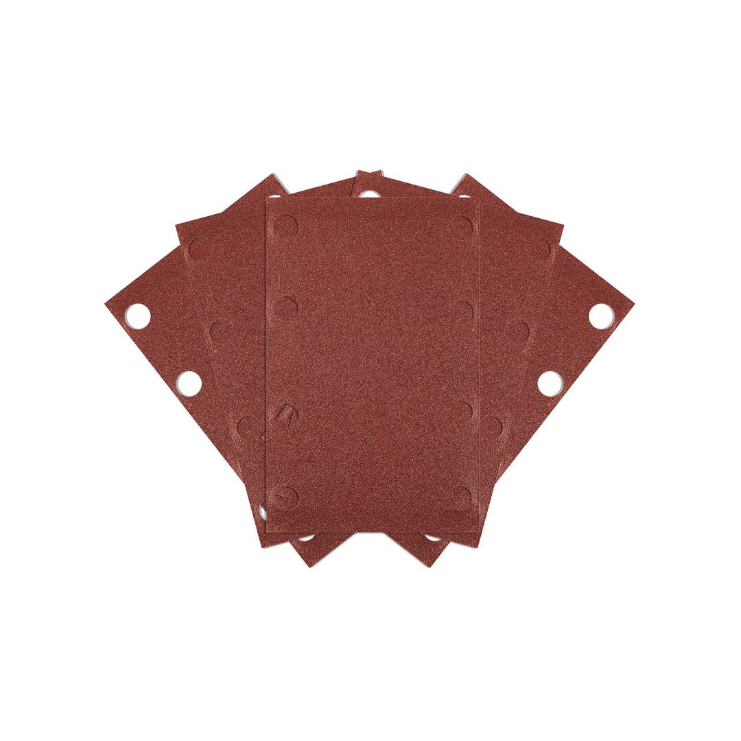 „Velcro“ šlifavimo popierius, stačiakampis 80 x 130 mm, P120, 5 vnt, su 8 skylėmis 04-623