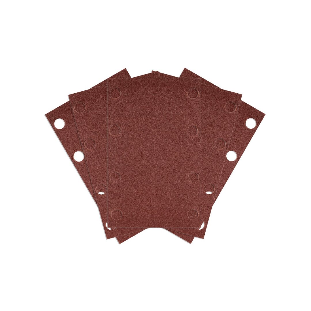 „Velcro“ šlifavimo popierius, stačiakampis 80 x 130 mm, p240, 5 vnt, su 8 skylėmis 04-623