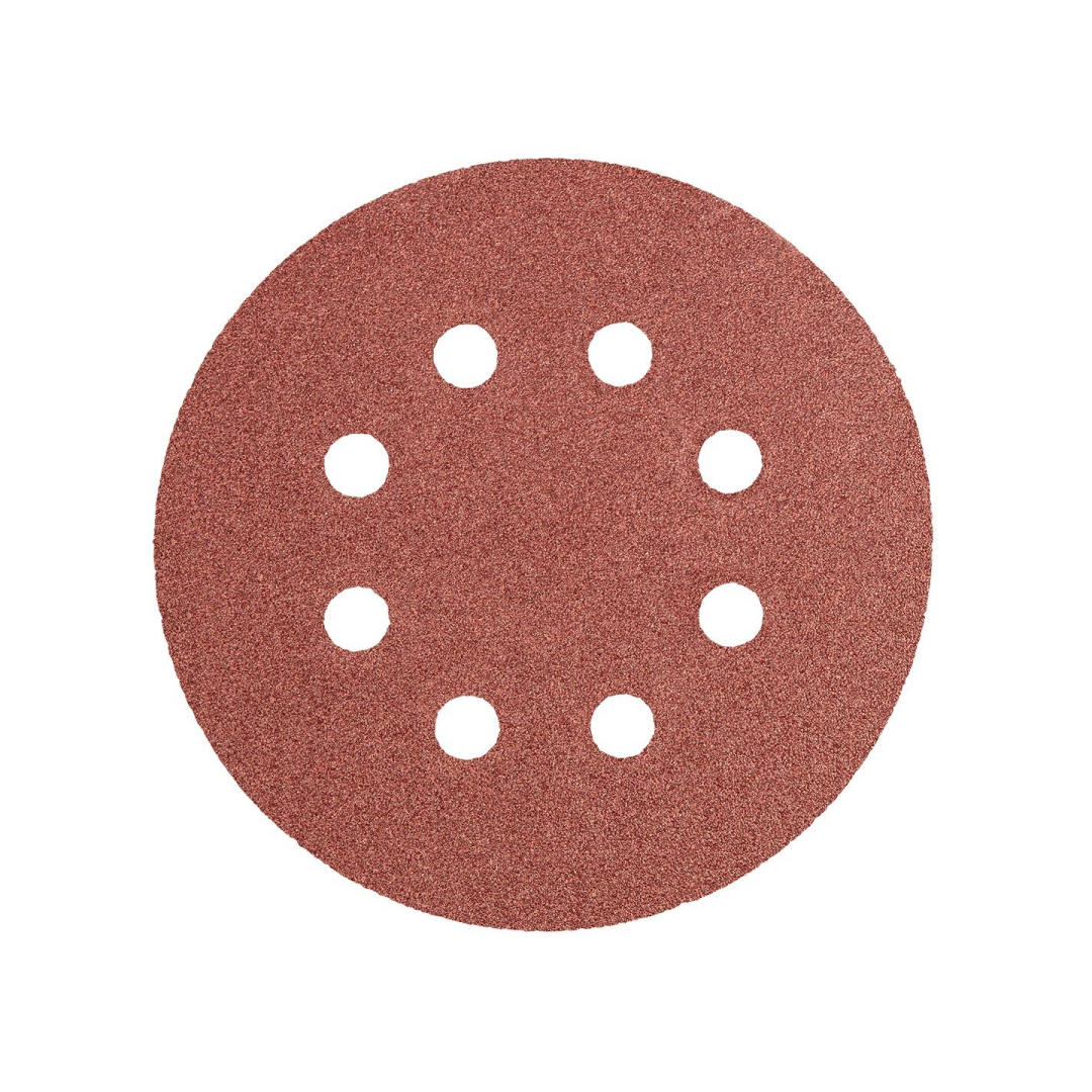 Velcro švitrinis popierius 125 mm, K100, 5 vnt., 8 skylučių