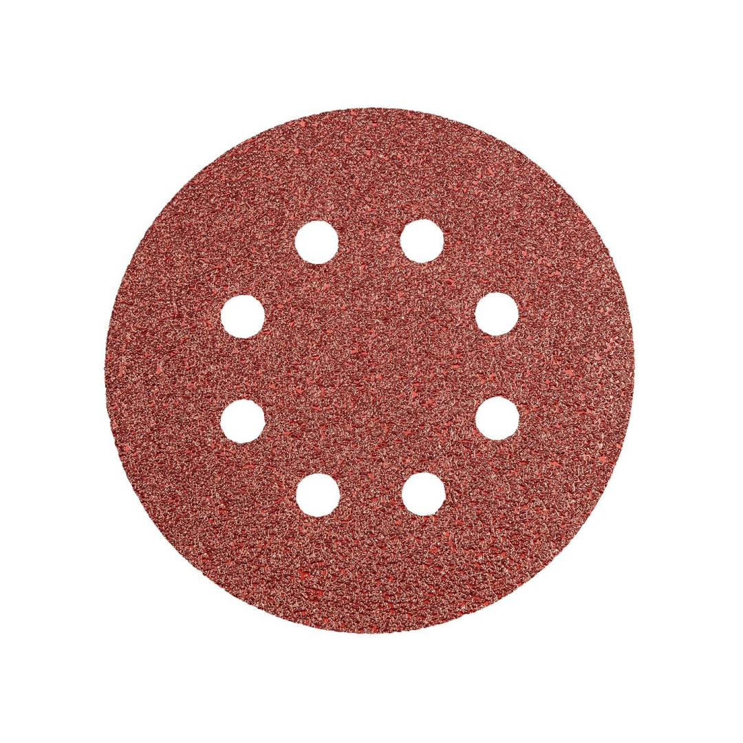 Velcro švitrinis popierius 125 mm, K40, 5 vnt., 8 skylučių Velcro švitrinis popierius 125 mm, K40, 5 vnt., 8 skylučių