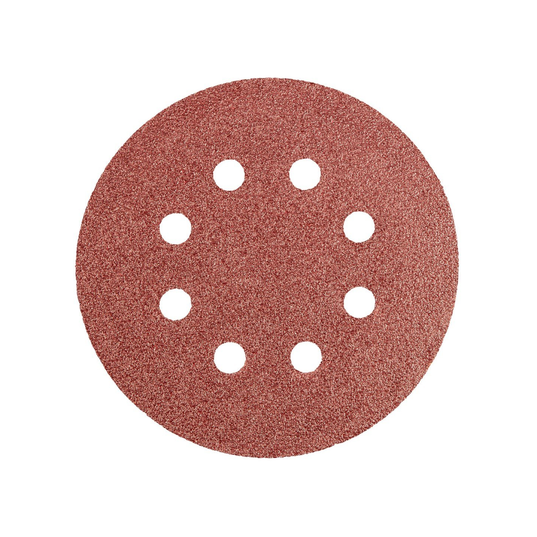 Velcro švitrinis popierius 125 mm, K60, 5 vnt., 8 skylučių Velcro švitrinis popierius 125 mm, K60, 5 vnt., 8 skylučių