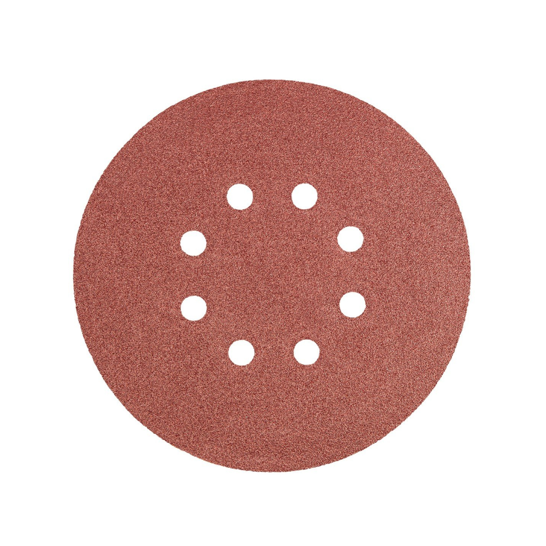 Velcro švitrinis popierius 150 mm, K100, 5 vnt., 8 skylučių Velcro švitrinis popierius 150 mm, K100, 5 vnt., 8 skylučių