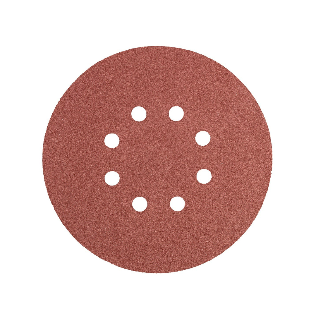 Velcro švitrinis popierius 150 mm, K150, 5 vnt., 8 skylučių Velcro švitrinis popierius 150 mm, K150, 5 vnt., 8 skylučių