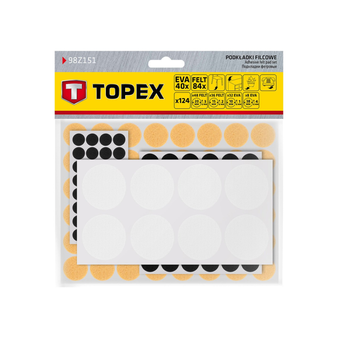 Veltinio ir putplasčio EVA lipnūs trinkelės, mišinys, 124 vnt. 1 Veltinio ir putplasčio EVA lipnūs trinkelės, mišinys, 124 vnt. 1