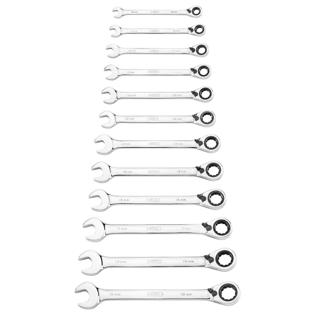 Veržliarakčių ir kombinuotų veržliarakčių rinkinys, 12 dalių, 8-19 mm, 6 Veržliarakčių ir kombinuotų veržliarakčių rinkinys, 12 dalių, 8-19 mm, 6