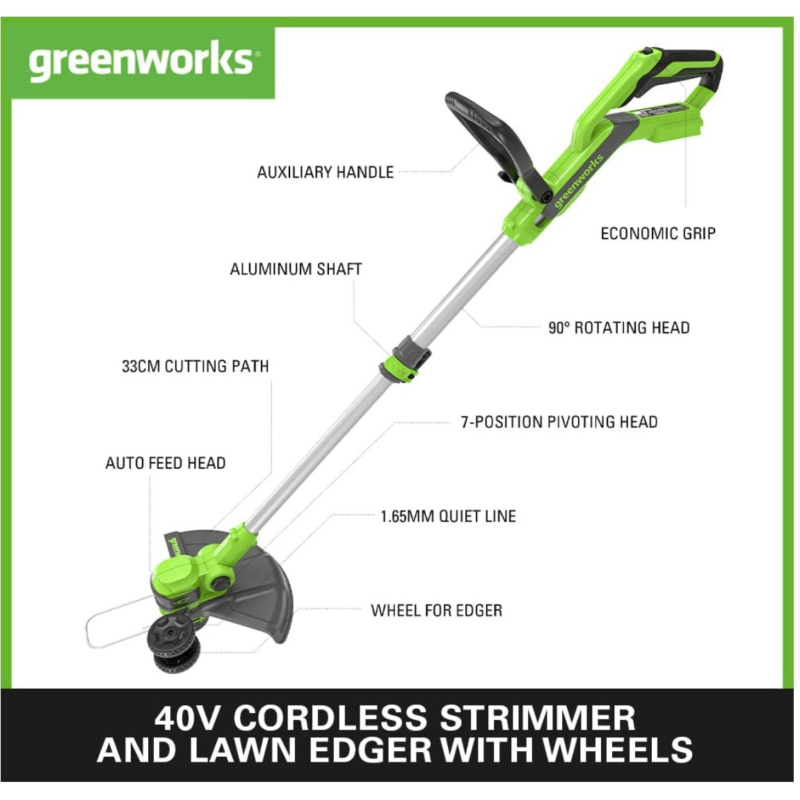 VEJAPJOVĖ SAVAEIGĖ + STYGINĖ ŽOLIAPJOVĖ LT33 Greenworks gd40lm46spk4+g40lt33, 46cm, 40V, 1X4Ah 8