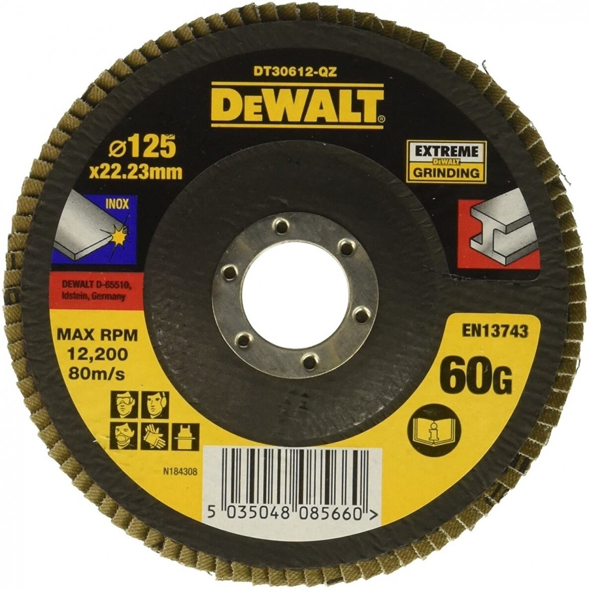 Vėduoklinis šlifavimo diskas DeWalt DT30612-QZ, 125 mm, P60 Vėduoklinis šlifavimo diskas DeWalt DT30612-QZ, 125 mm, P60