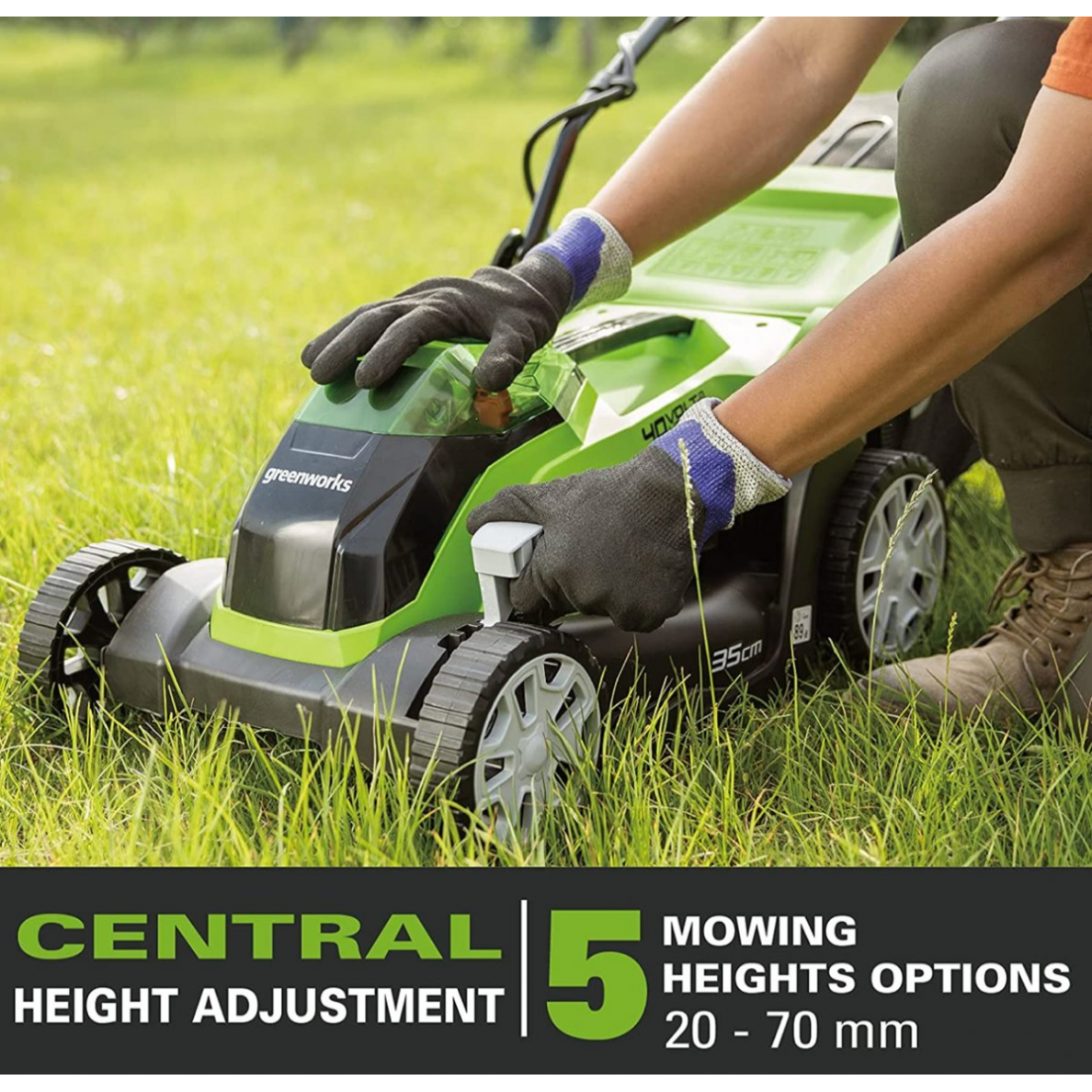 Akumuliatorinė vejapjovė Greenworks G40LM35K2x, 40 V, 2x2,0 Ah, 35 cm 3 Akumuliatorinė vejapjovė Greenworks G40LM35K2x, 40 V, 2x2,0 Ah, 35 cm 3
