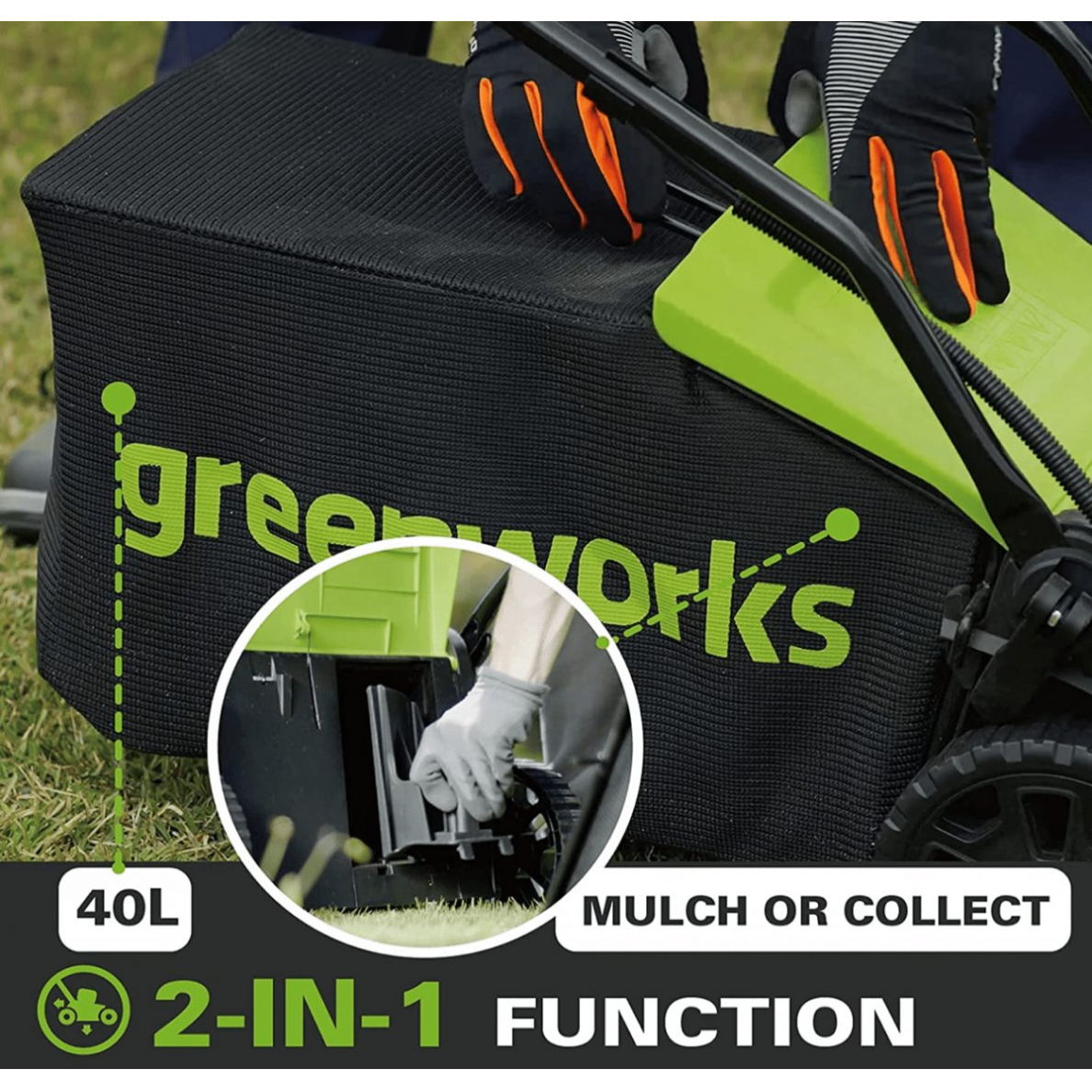 Akumuliatorinė vejapjovė Greenworks G24X2LM41, 48 V (2x24 V), 41 cm, (be akum. ir krov.) 2